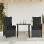 JUNG Vida 3-tlg. Garten-Essgruppe mit Kissen Schwarz Poly Rattan
