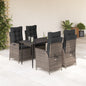 JUNG Vida 5-tlg. Garten-Essgruppe mit Kissen Grau Poly Rattan