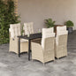 JUNG Vida 5-tlg. Garten-Essgruppe mit Kissen Beige Poly Rattan