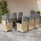 JUNG Vida 9-tlg. Garten-Essgruppe mit Kissen Beige Poly Rattan