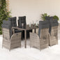JUNG Vida 7-tlg. Garten-Essgruppe mit Kissen Grau Poly Rattan