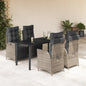 JUNG Vida 5-tlg. Garten-Essgruppe mit Kissen Grau Poly Rattan