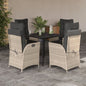 JUNG Vida 5-tlg. Garten-Essgruppe mit Kissen Hellgrau Poly Rattan