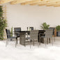 JUNG Vida 7-tlg. Garten-Essgruppe mit Kissen Grau Poly Rattan