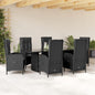 JUNG Vida 7-tlg. Garten-Essgruppe mit Kissen Schwarz Poly Rattan