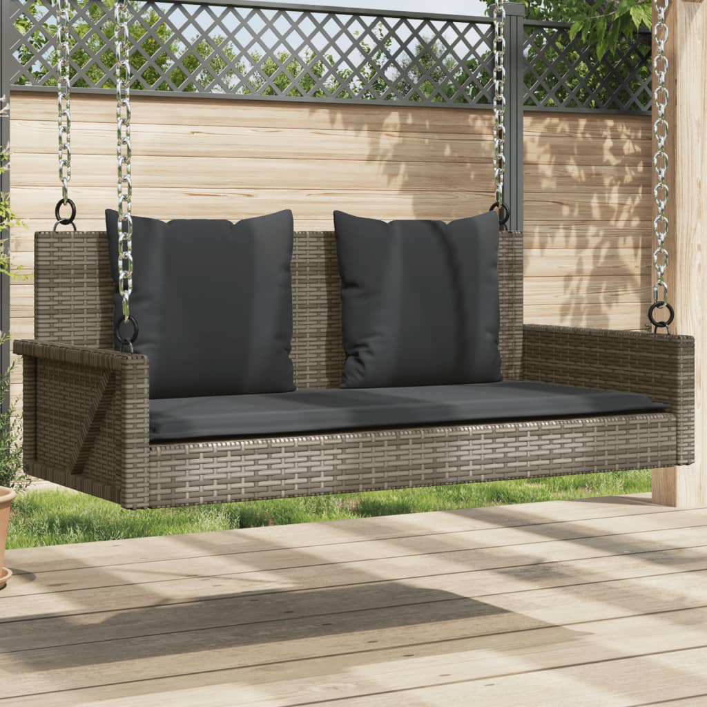 JUNG Vida Hängebank mit Kissen Grau 119x56x48 cm Poly Rattan