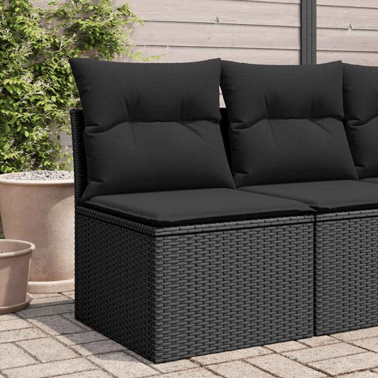 JUNG Vida Gartensofa ohne Armlehnen mit Kissen Schwarz Poly Rattan