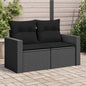 JUNG Vida Gartensofa mit Kissen 2-Sitzer Schwarz Poly Rattan