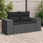 JUNG Vida Gartensofa mit Kissen 2-Sitzer Schwarz Poly Rattan