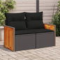 JUNG Vida Gartensofa mit Kissen 2-Sitzer Schwarz Poly Rattan