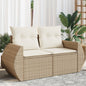JUNG Vida Gartensofa mit Kissen 2-Sitzer Beige Poly Rattan