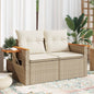 JUNG Vida Gartensofa mit Kissen 2-Sitzer Beige Poly Rattan
