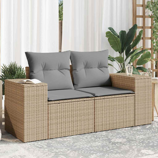 JUNG Vida Gartensofa mit Kissen 2-Sitzer Beige Poly Rattan
