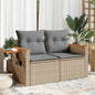 JUNG Vida Gartensofa mit Kissen 2-Sitzer Beige Poly Rattan
