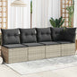 JUNG Vida Gartensofa mit Kissen 4-Sitzer Hellgrau Poly Rattan