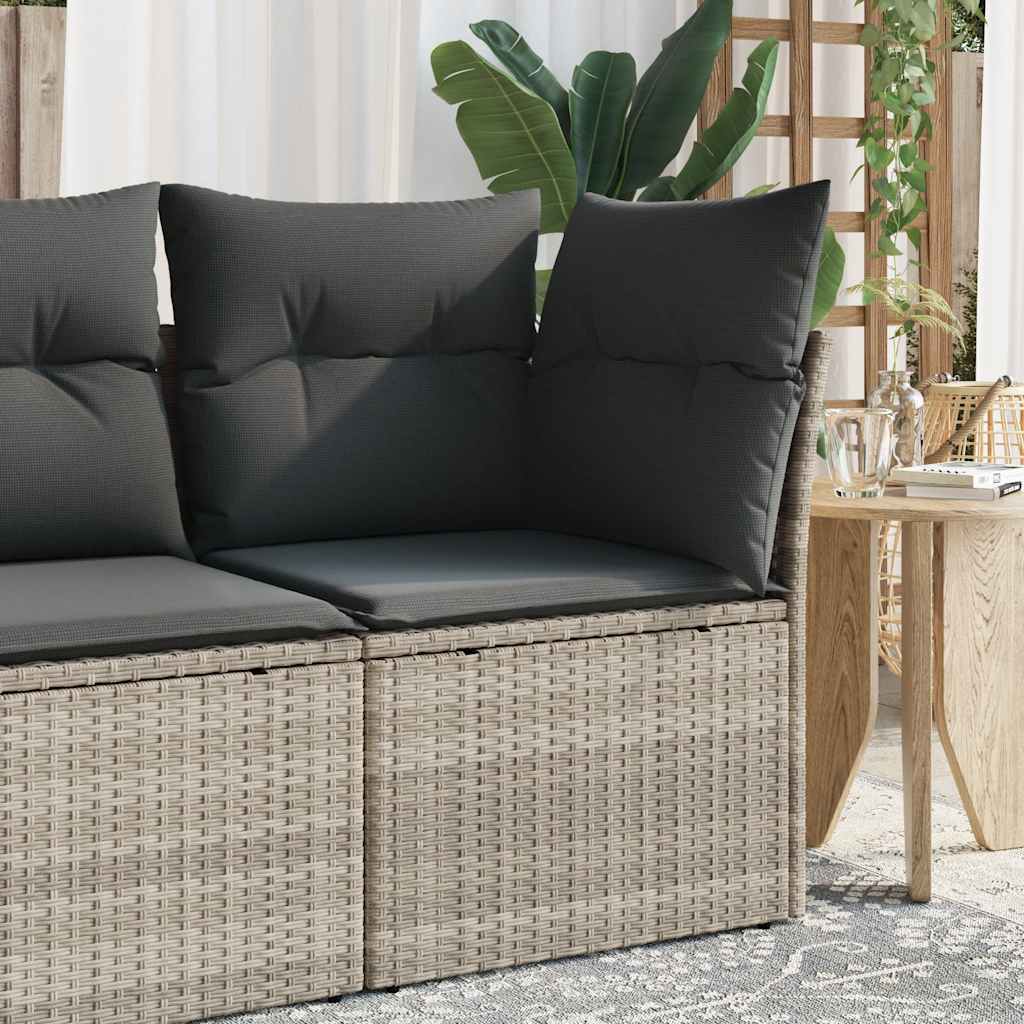 JUNG Vida Garten-Ecksofa mit Kissen Hellgrau Poly Rattan