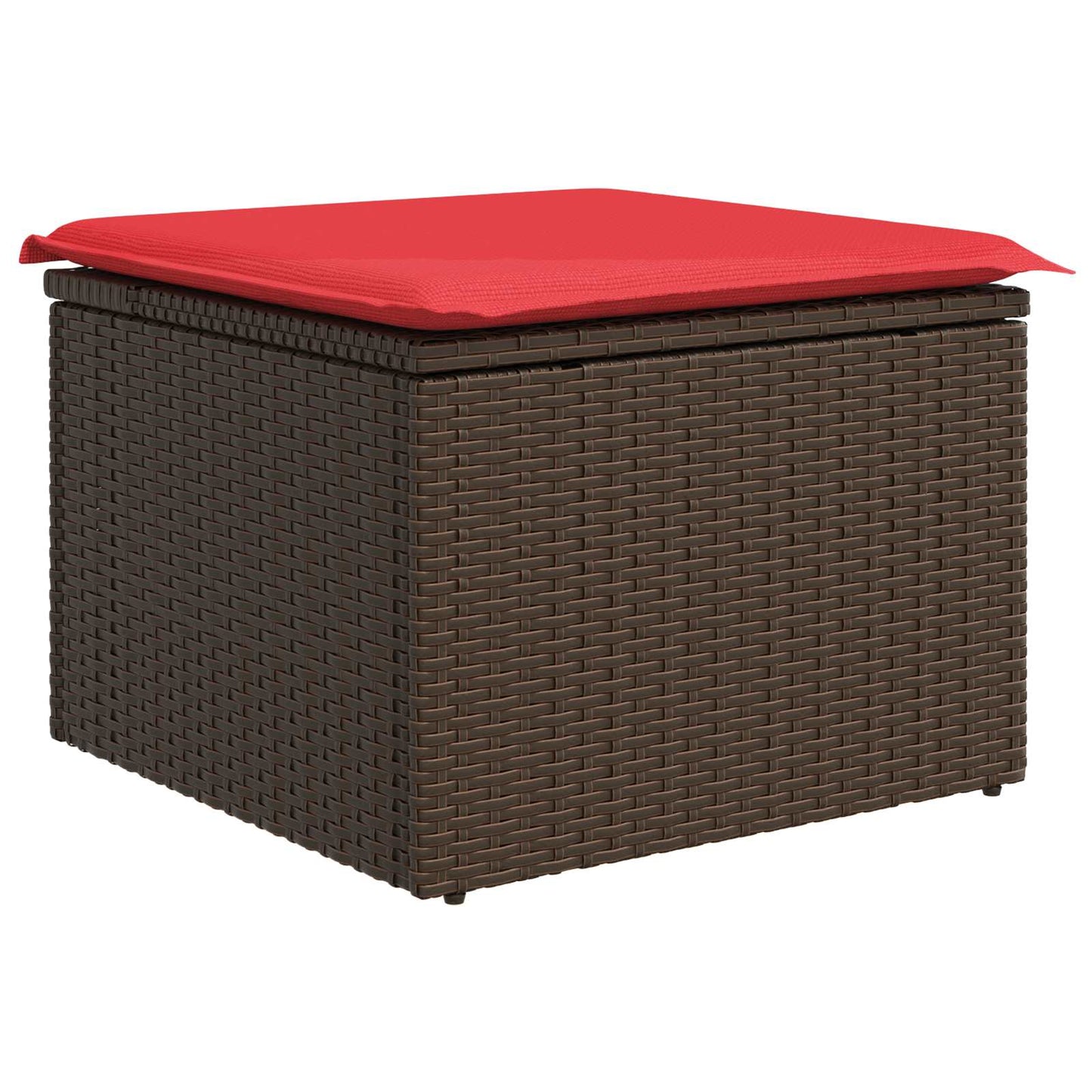 JUNG Vida Gartenhocker mit Kissen Braun 55x55x37 cm Poly Rattan