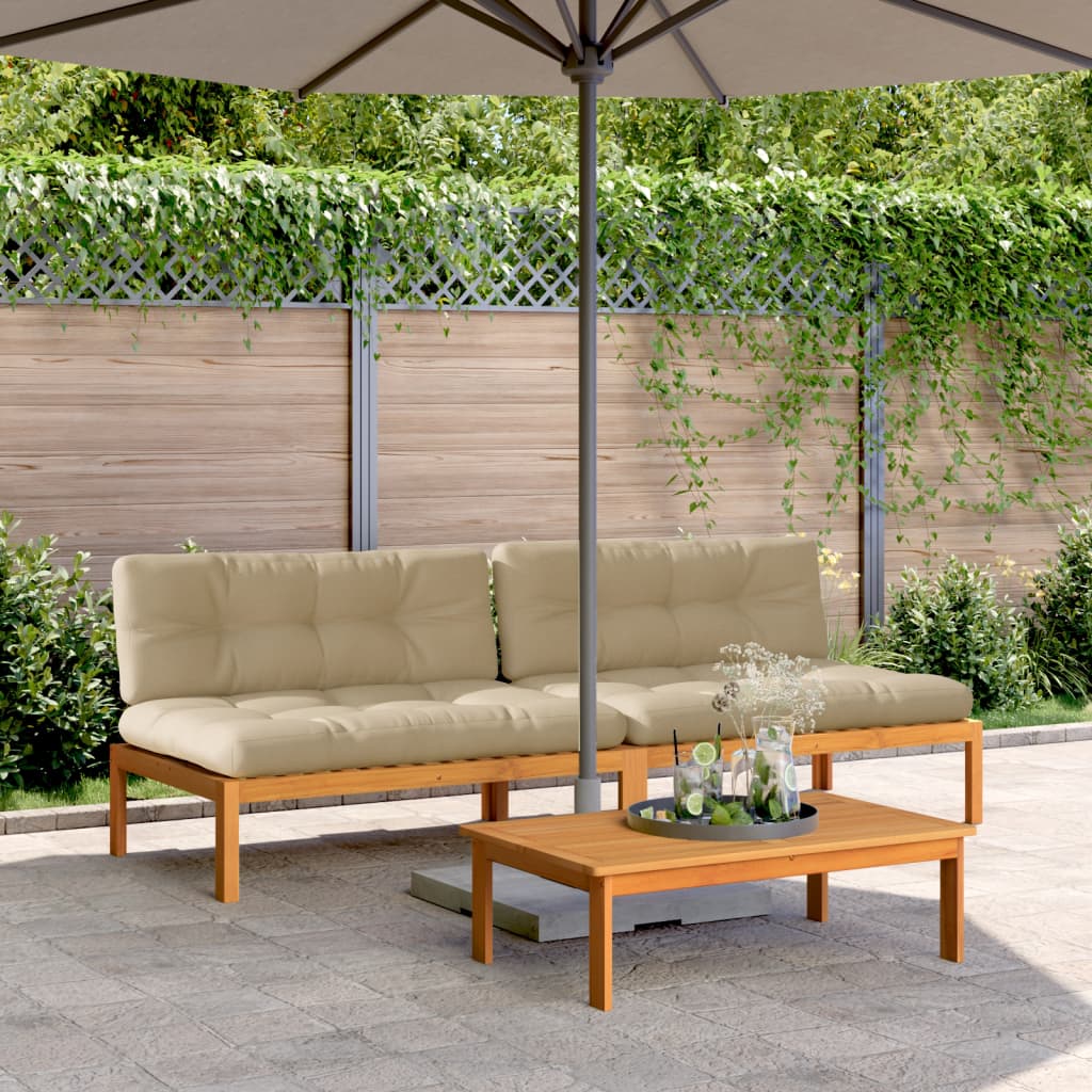 JUNG Vida Garten-Mittelsofas aus Paletten mit Kissen 2 Stk. Akazienholz