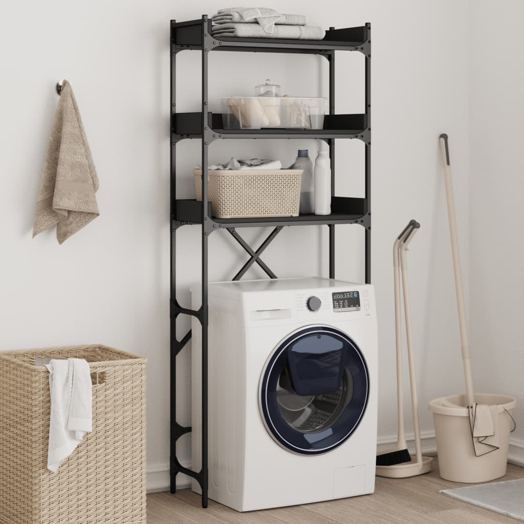 JUNG Vida Waschmaschinenregal Schwarz 67x25x163 cm Holzwerkstoff