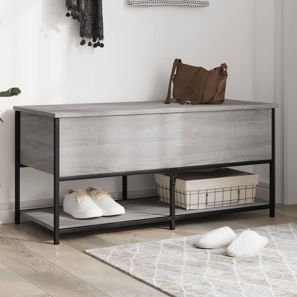 JUNG Vida Sitzbank mit Stauraum Grau Sonoma 100x42,5x47 cm Holzwerkstoff