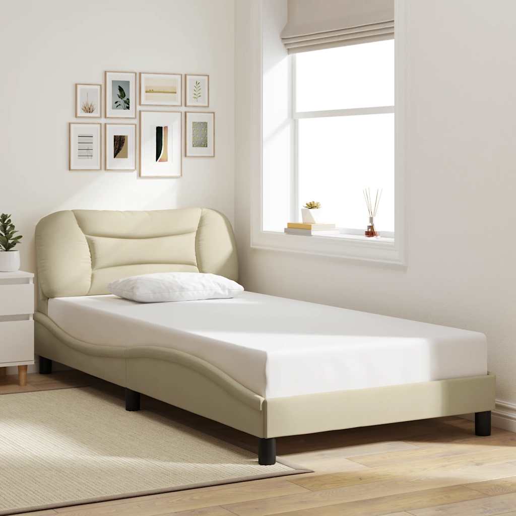JUNG Vida Bettgestell ohne Matratze "Hvar" Creme 100x200 cm Stoff