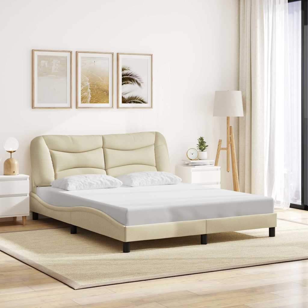 JUNG Vida Bettgestell ohne Matratze "Hvar" Creme 160x200 cm Stoff