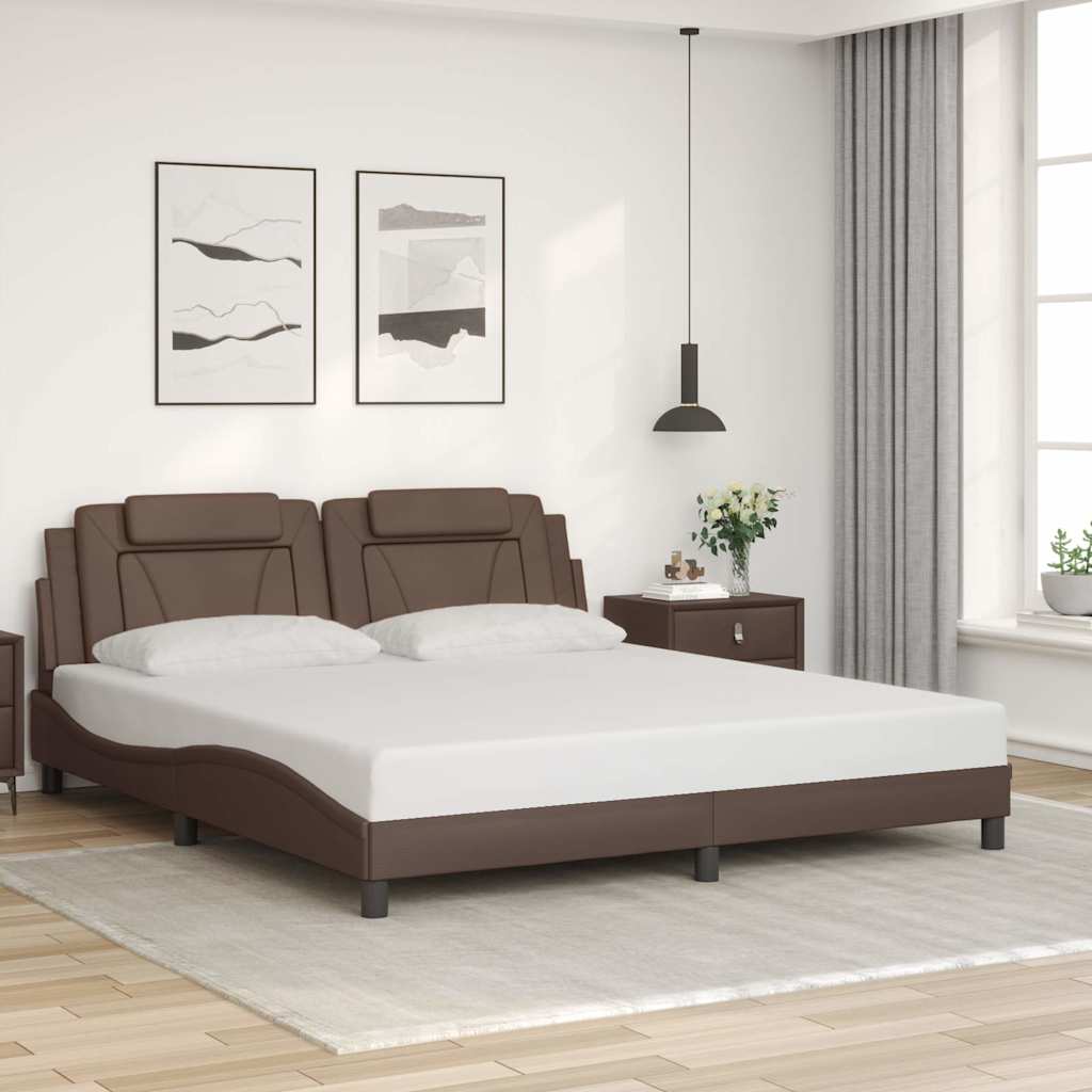 JUNG Vida Bettgestell "Viana" ohne Matratze Braun 180x200 cm Kunstleder