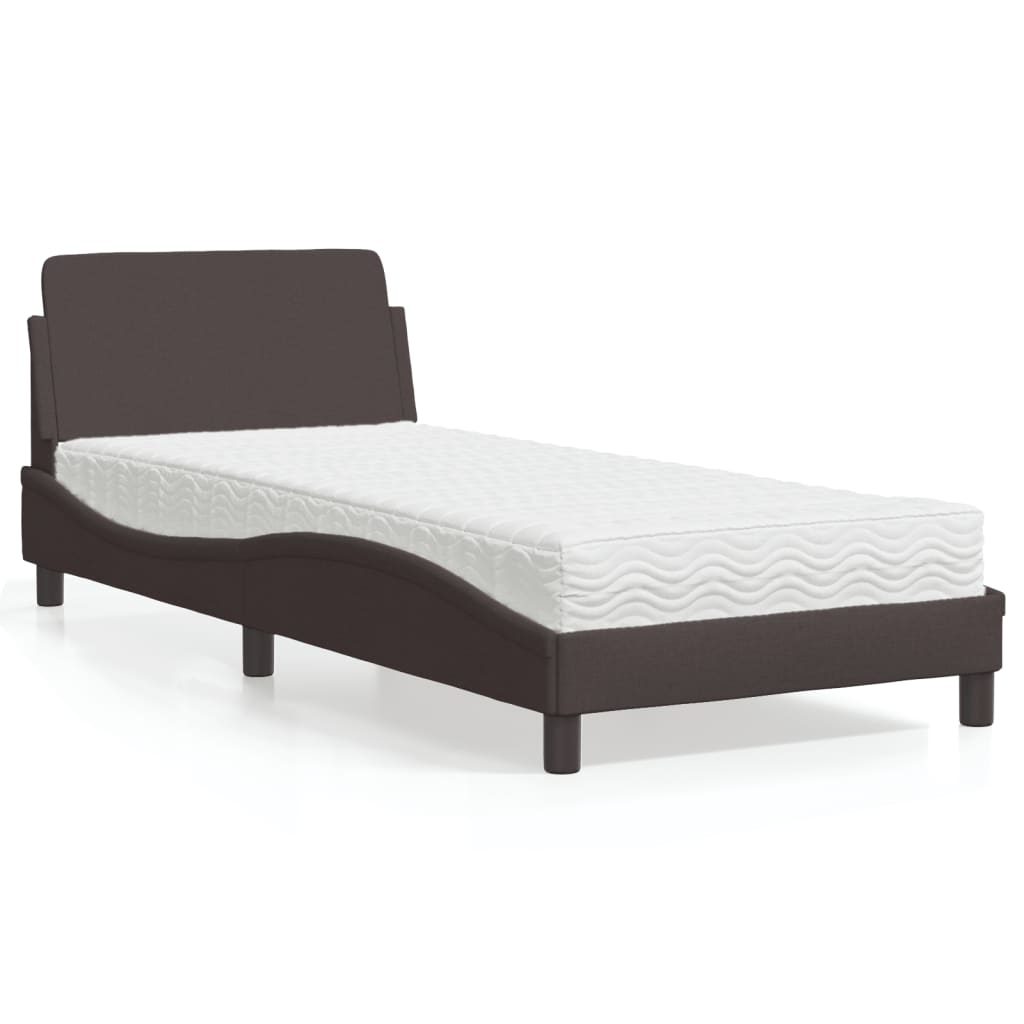JUNG Vida Bett mit Matratze "Dover" Dunkelbraun 90x190 cm Stoff