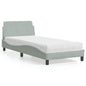 JUNG Vida Bett mit Matratze "Dover" Hellgrau 90x190 cm Samt