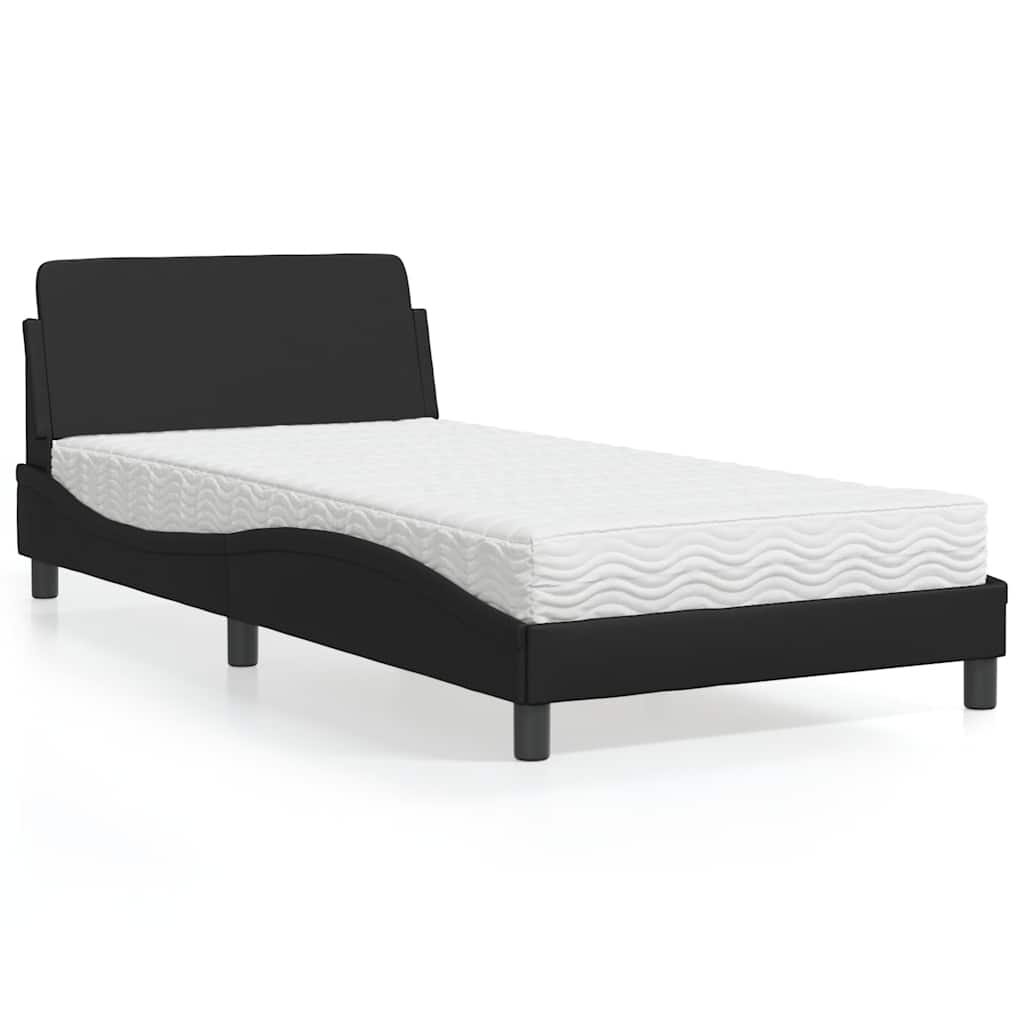 JUNG Vida Bett mit Matratze "Dover" Schwarz 100x200 cm Kunstleder