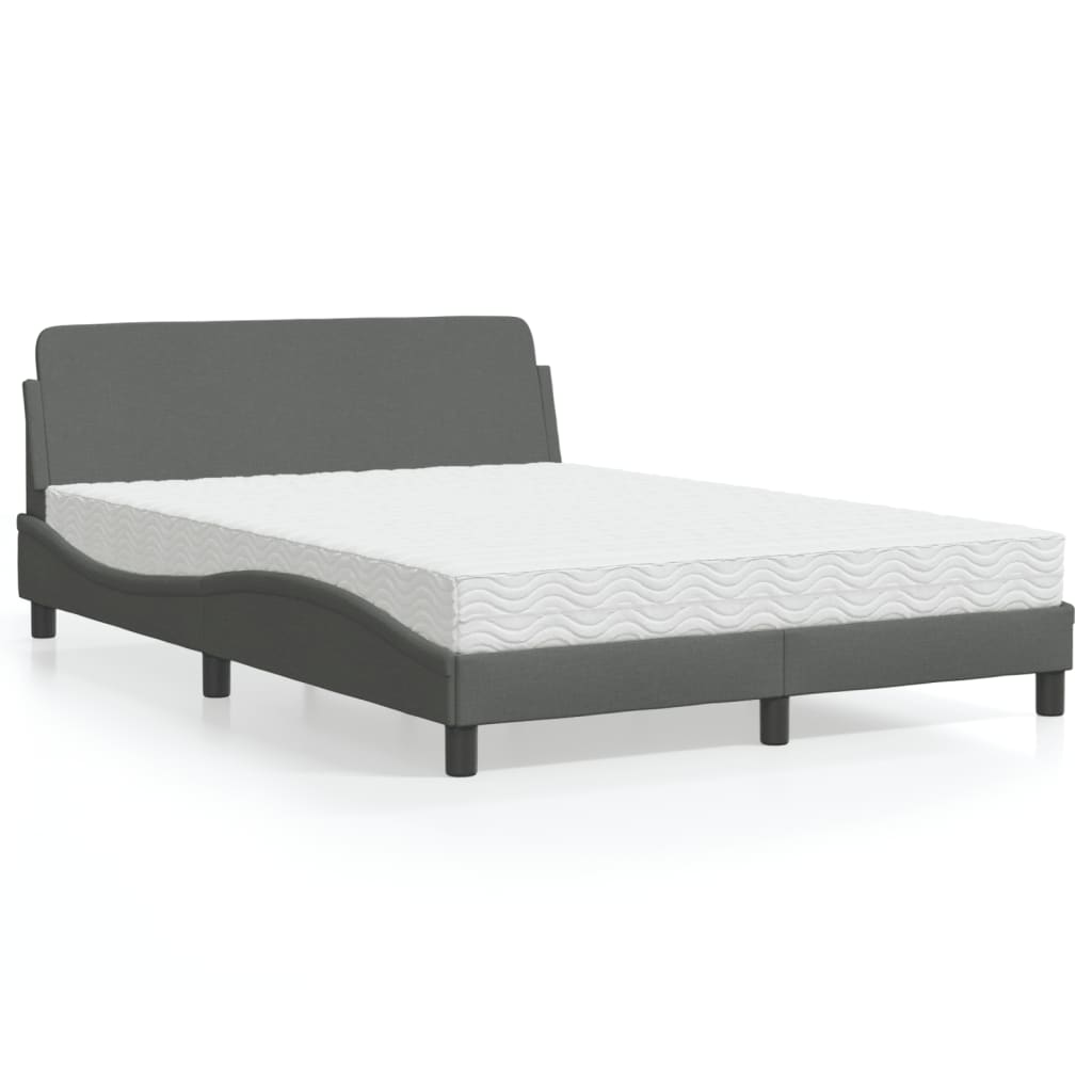 JUNG Vida Bett mit Matratze "Dover" Dunkelgrau 140x190 cm Stoff