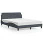 JUNG Vida Bett mit Matratze "Dover" Dunkelgrau 140x190 cm Samt