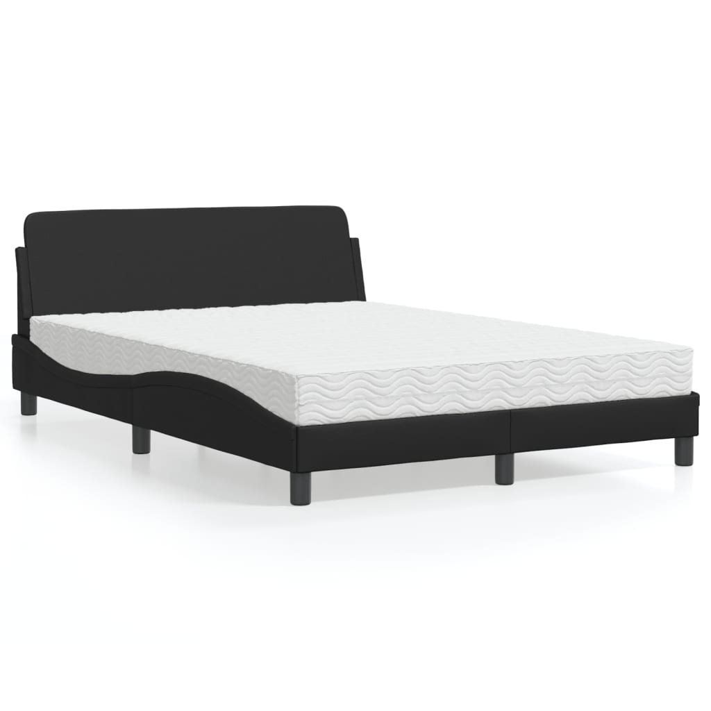 JUNG Vida Bett mit Matratze "Dover" Schwarz 140x190 cm Kunstleder