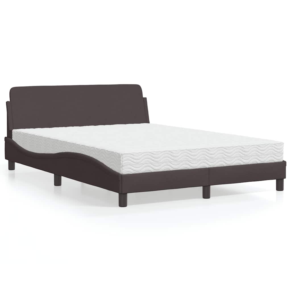 JUNG Vida Bett mit Matratze "Dover" Dunkelbraun 140x200 cm Stoff