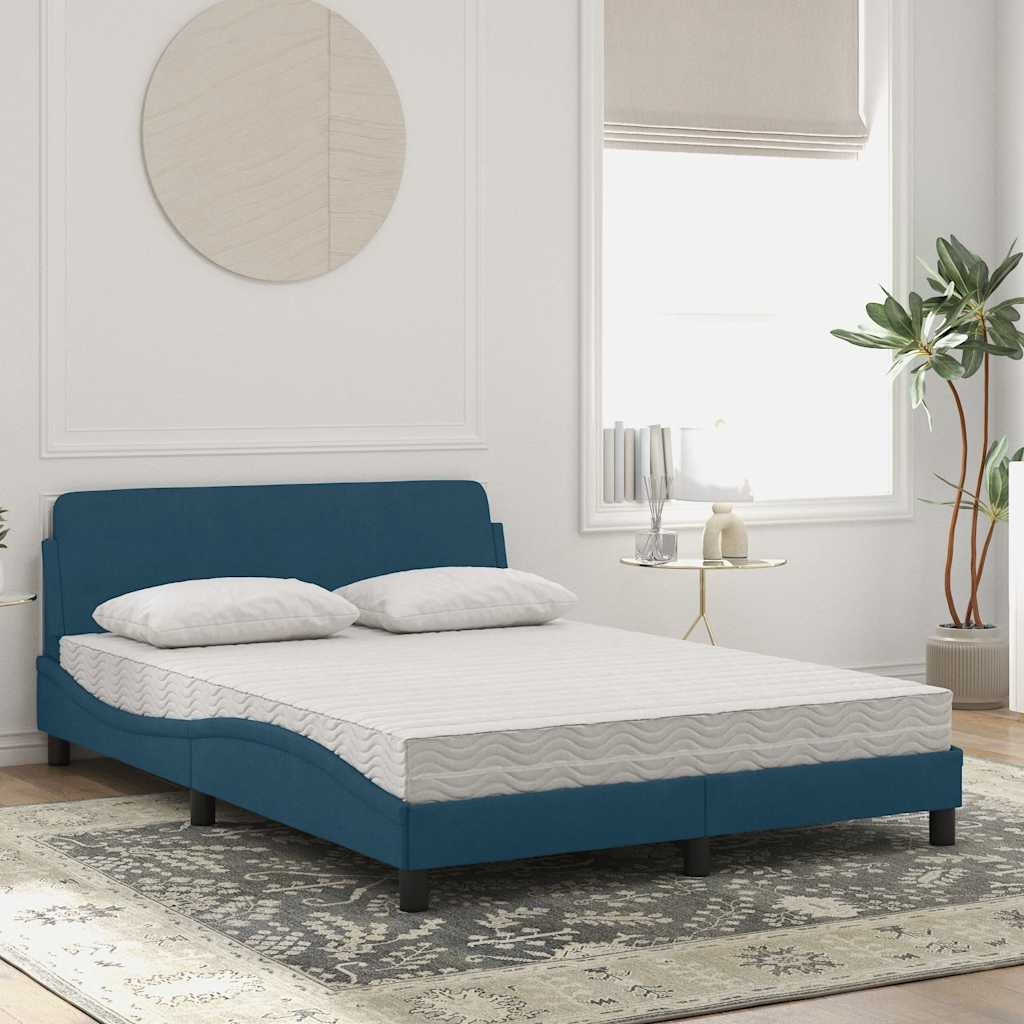 JUNG Vida Bett mit Matratze "Dover" Blau 140x200 cm Samt