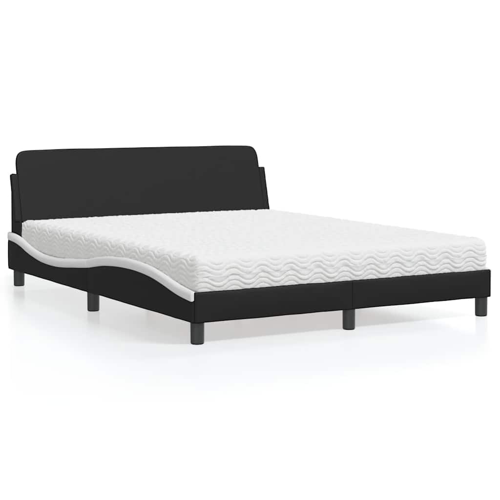 JUNG Vida Bett mit Matratze "Dover" Schwarz und Weiß 160x200 cm Kunstleder