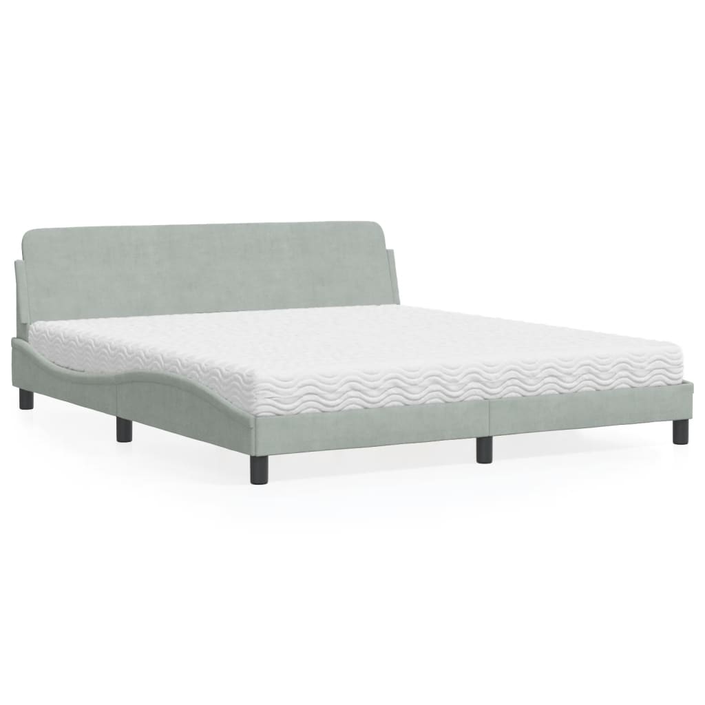 JUNG Vida Bett mit Matratze "Dover" Hellgrau 180x200 cm Samt