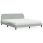 JUNG Vida Bett mit Matratze "Dover" Hellgrau 180x200 cm Samt