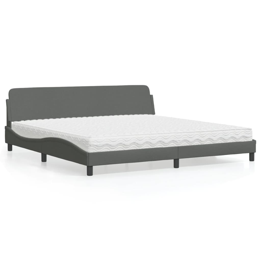 JUNG Vida Bett mit Matratze "Dover" Dunkelgrau 200x200 cm Stoff