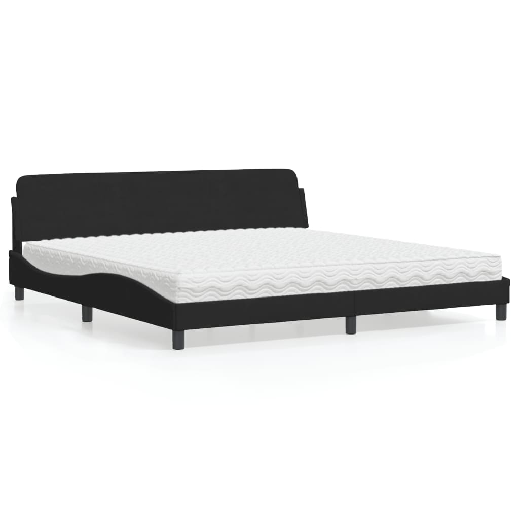 JUNG Vida Bett mit Matratze "Dover" Schwarz 200x200 cm Samt