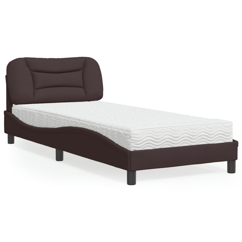 JUNG Vida Bett mit Matratze "Hvar" Dunkelbraun 90x190 cm Stoff