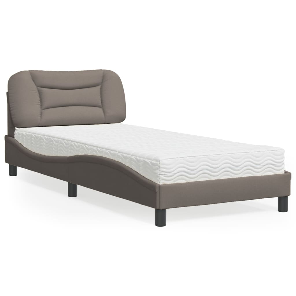 JUNG Vida Bett mit Matratze "Hvar" Taupe 90x200 cm Stoff