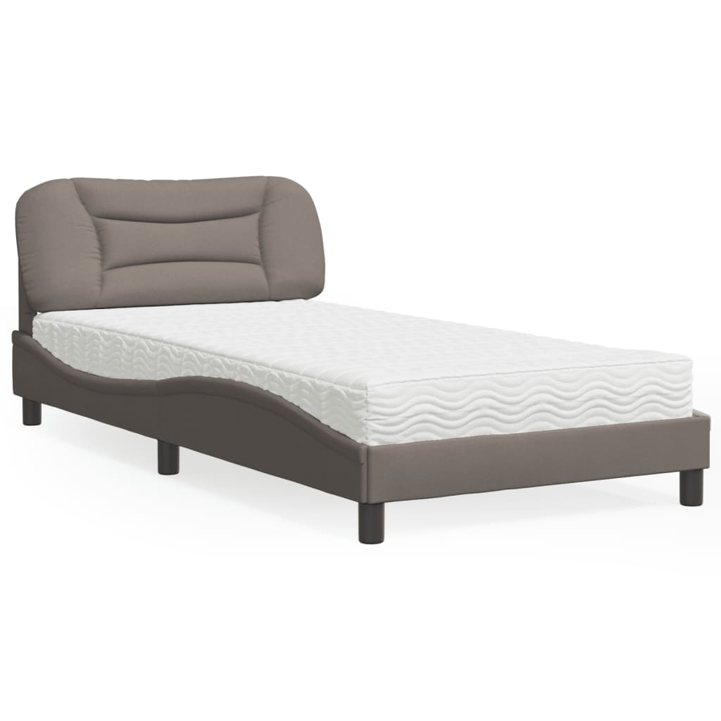 JUNG Vida Bett mit Matratze "Hvar" Taupe 100x200 cm Stoff