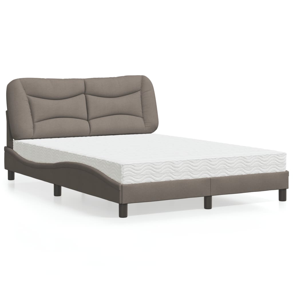 JUNG Vida Bett mit Matratze "Hvar" Taupe 140x190 cm Stoff