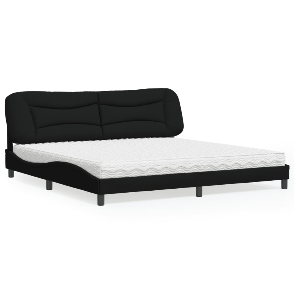 JUNG Vida Bett mit Matratze "Hvar" Schwarz 200x200 cm Stoff