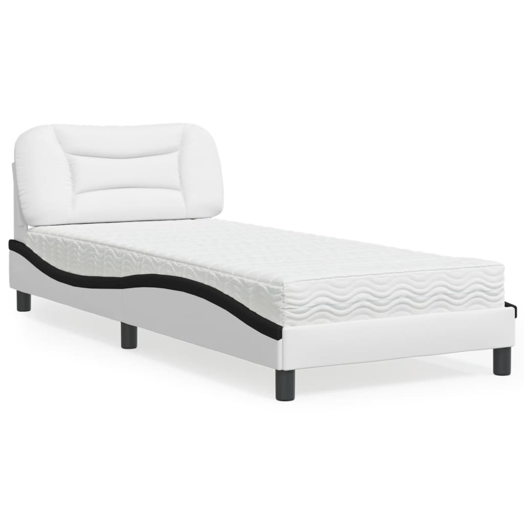 JUNG Vida Bett mit Matratze "Hvar" Weiß und Schwarz 80x200 cm Kunstleder