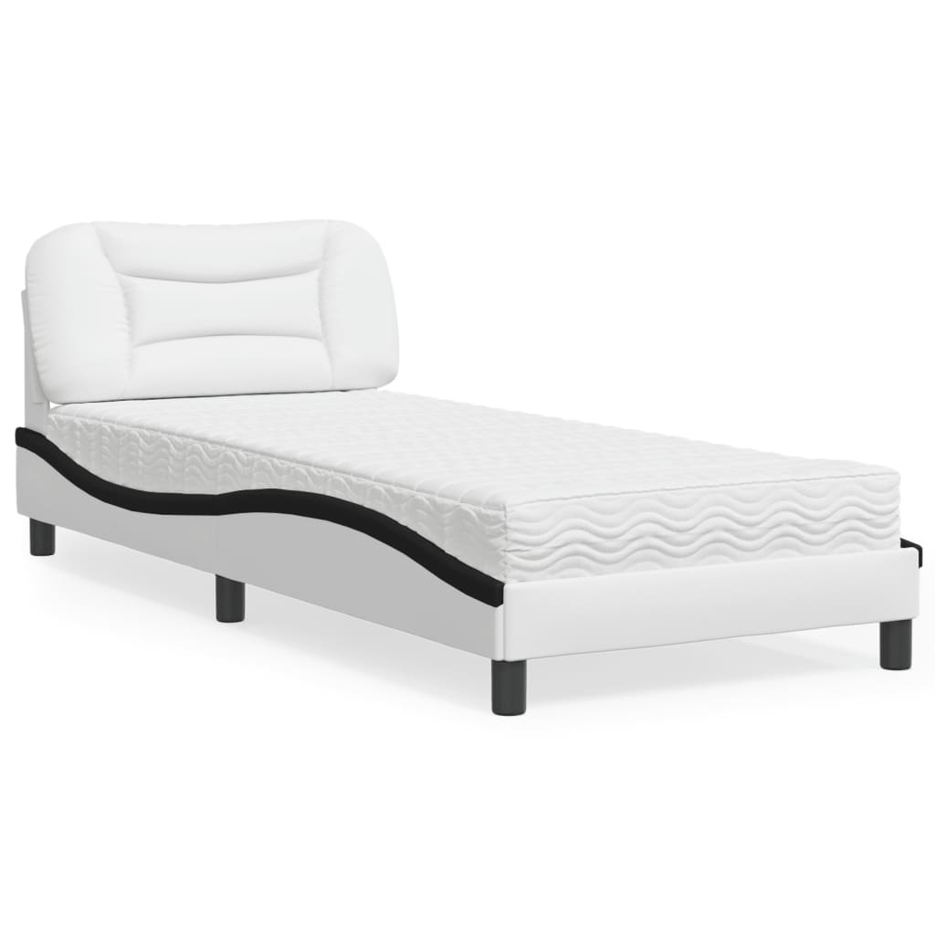 JUNG Vida Bett mit Matratze "Hvar" Weiß und Schwarz 90x190 cm Kunstleder