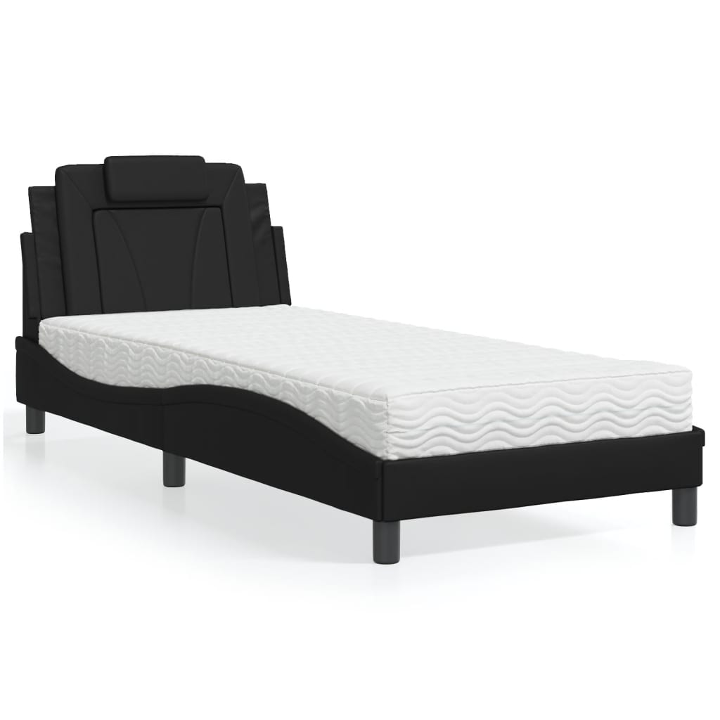 JUNG Vida Bett "Viana" mit Matratze Schwarz 80x200 cm Kunstleder