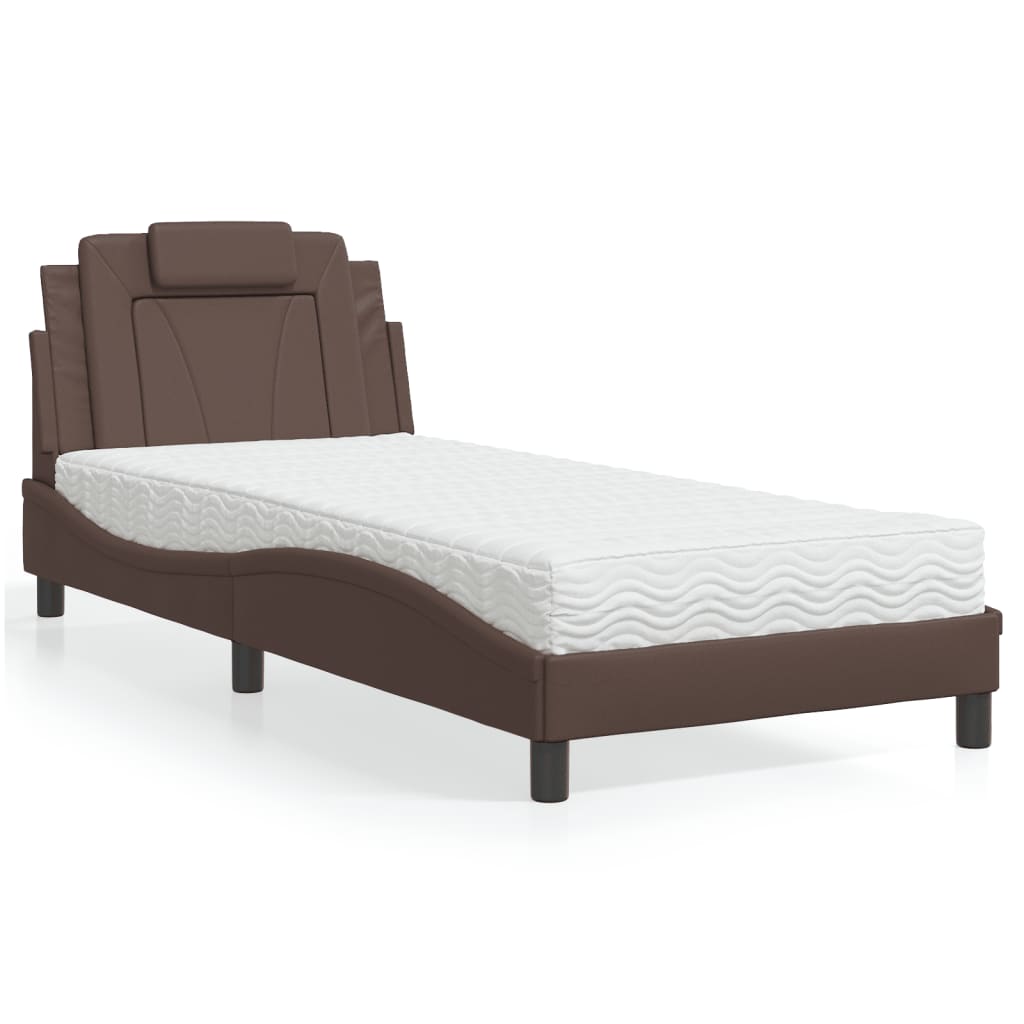 JUNG Vida Bett "Viana" mit Matratze Braun 90x200 cm Kunstleder