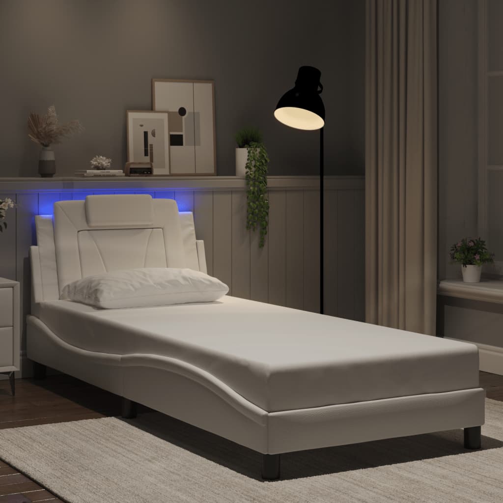 JUNG Vida Bettgestell "Viana" mit LED ohne Matratze Weiß 80x200 cm